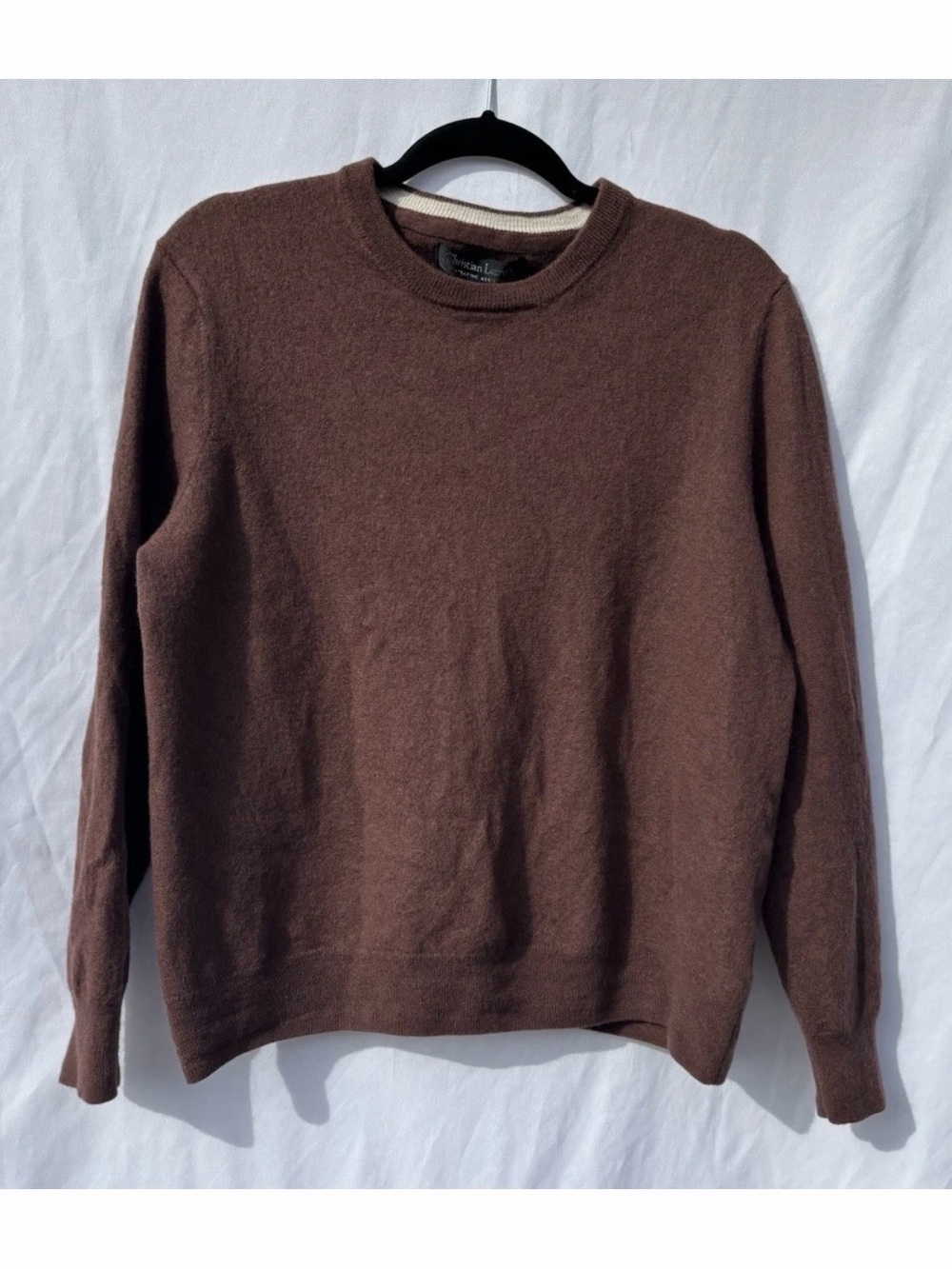 Christian Lacroix Sweater Mens XL Brown 100% Extra Fine Merino Wool Crewneck